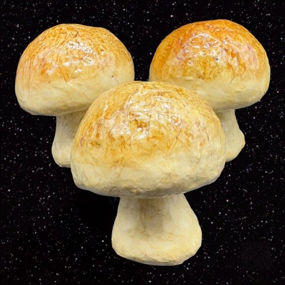 México Folk Art Paper Mache MUSHROOM Faux Vegetable Fruit Shaped 3 Pcs Set  3”T - Picture 12 of 12